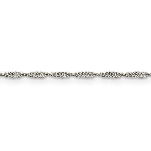 1.4mm Sterling Silver, Solid Singapore Chain Necklace, 16 Inch - Picture 4 of 8
